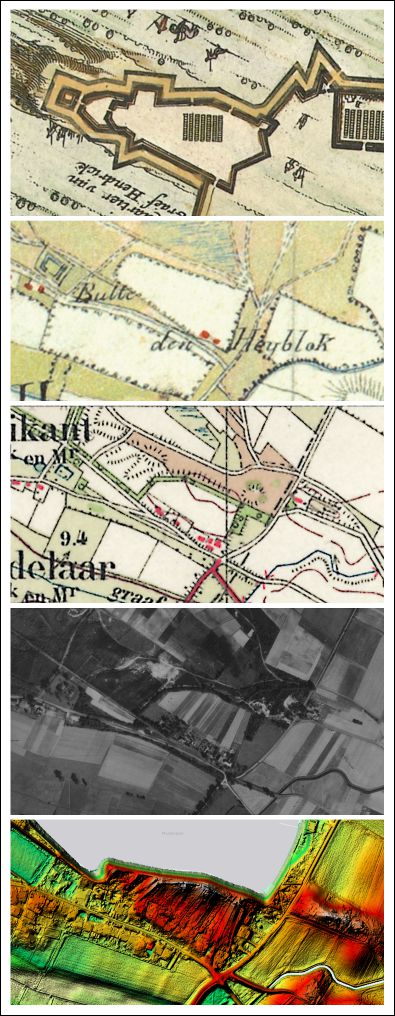 Het Heiblok op oude kaarten, een luchtfoto en het Nederlands hoogtebestand