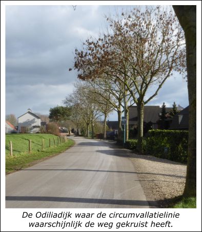 De plek waar de circumvallatielinie van het Genneperhuis de Odiliadijk kruiste
